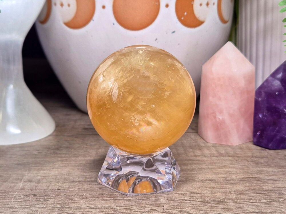 Honey Calcite Sphere (1) - Manifestation and Creativity