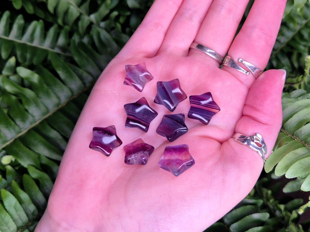 Rainbow Fluorite Mini Stars for Gridding and Charms