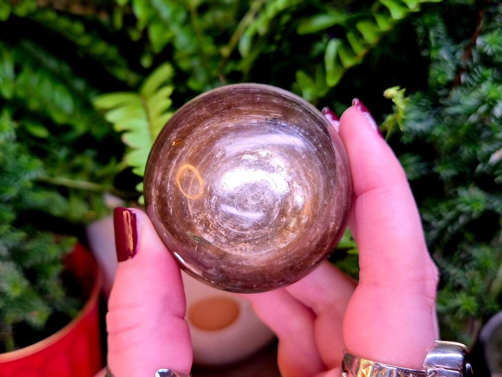 Golden Mica Sphere (2) - Abundance Frequency, Rare Gem Grade