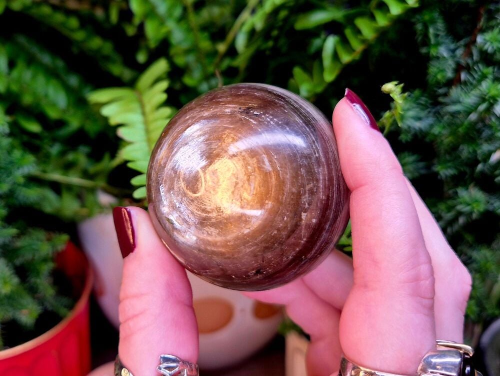 Golden Mica Sphere (2) - Abundance Frequency, Rare Gem Grade