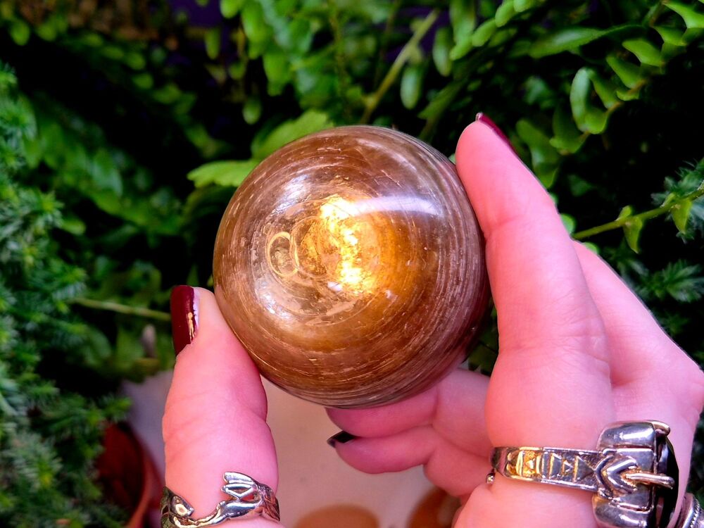 Golden Mica Sphere (3) - Abundance Frequency, Rare Gem Grade