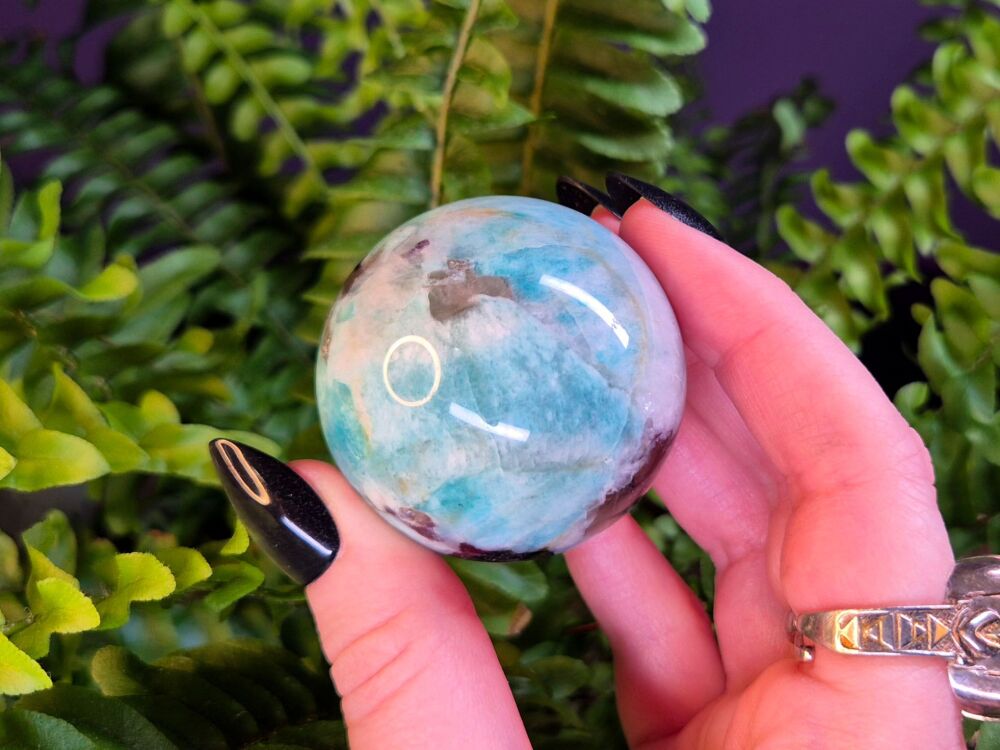 Amazonite, Smokey Quartz, Quartz and Lepidolite Sphere (2)