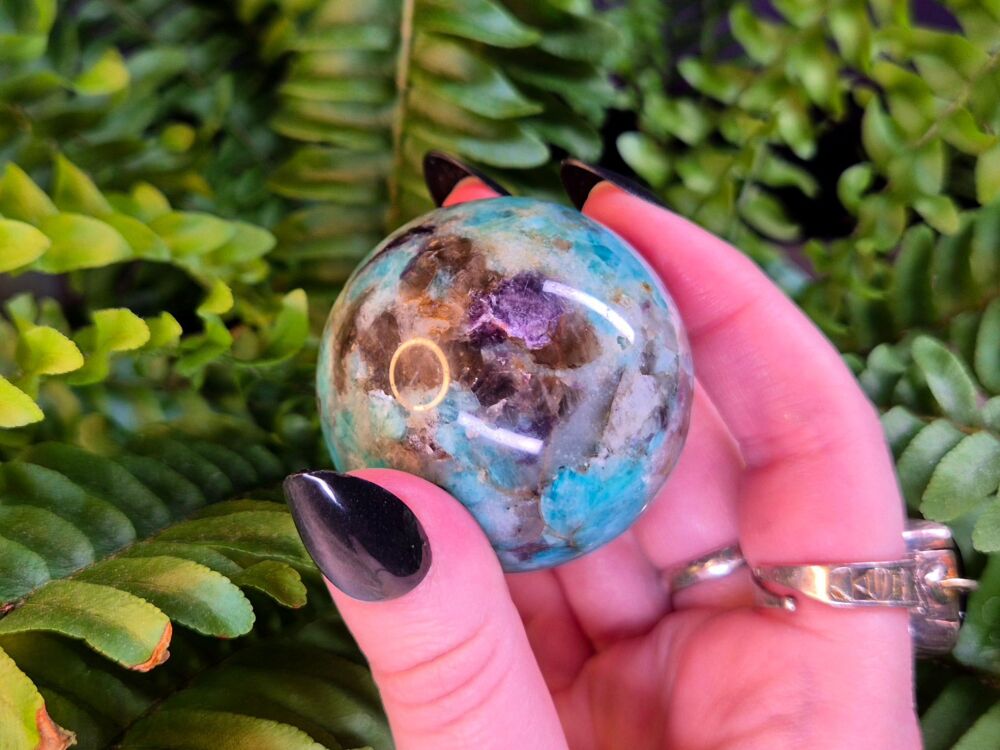 Amazonite, Smokey Quartz, Quartz and Lepidolite Sphere (4)