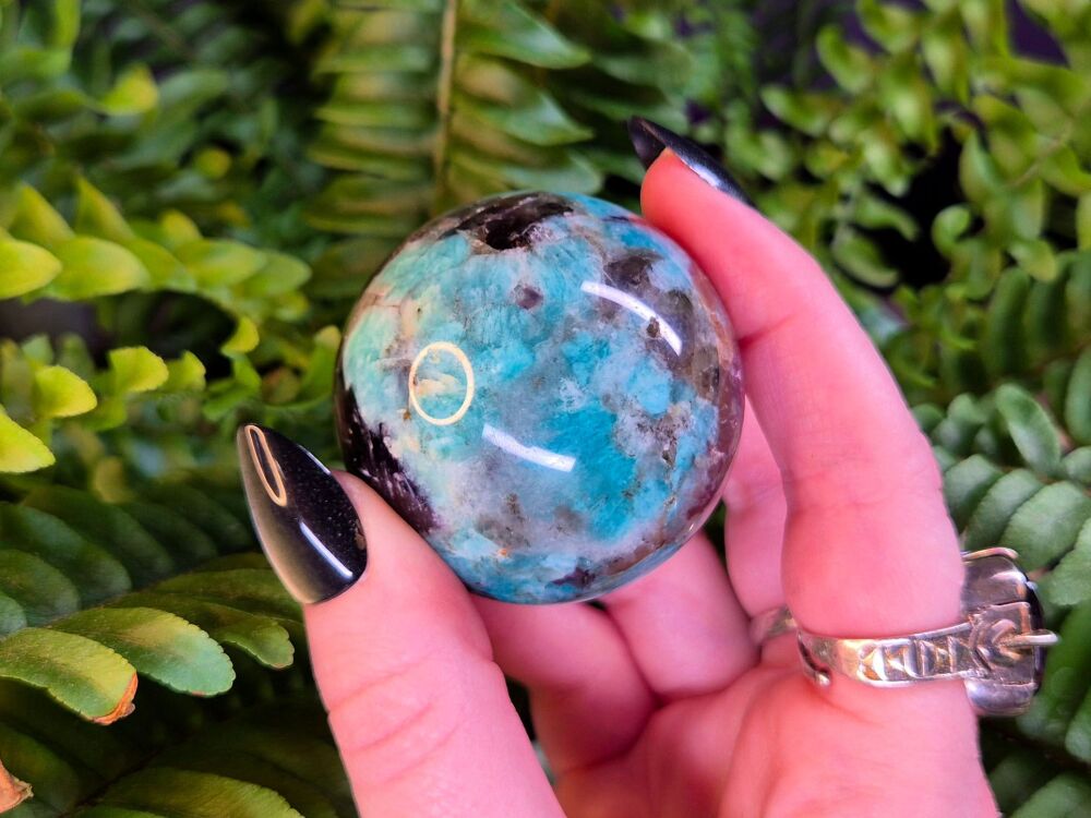 Amazonite, Smokey Quartz, Quartz and Lepidolite Sphere (4)