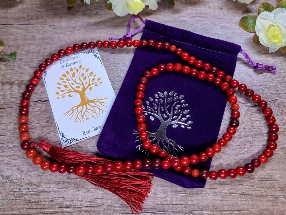 Red Jasper Mala Set for Grounding & Balance