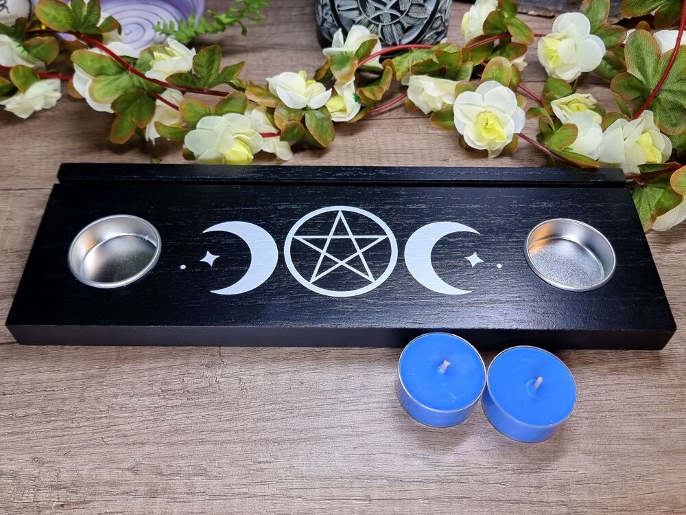 Triple Moon Tarot Card Stand Tealight Holder