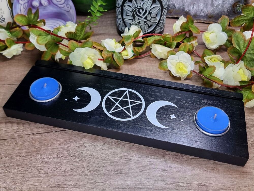 Triple Moon Tarot Card Stand Tealight Holder