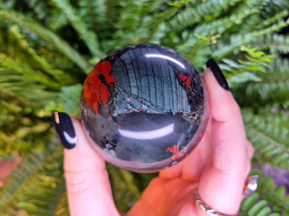 African Bloodstone Sphere (2) - Wellness and Psychic Protection