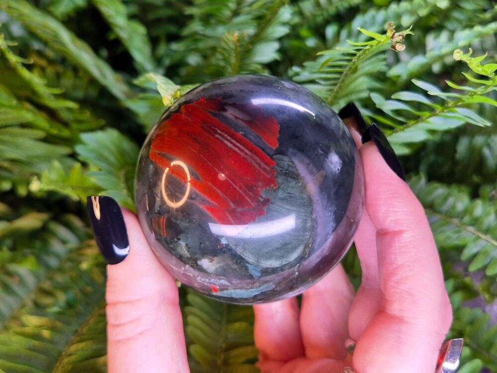 African Bloodstone Sphere (2) - Wellness and Psychic Protection