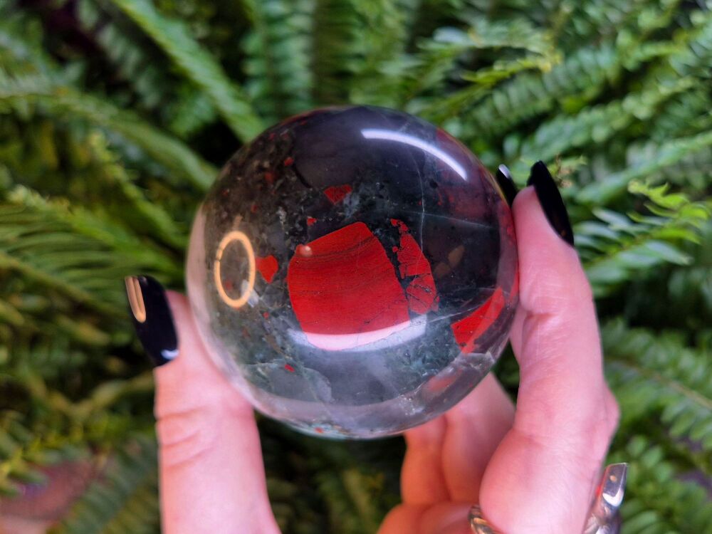 African Bloodstone Sphere (3) - Wellness and Psychic Protection