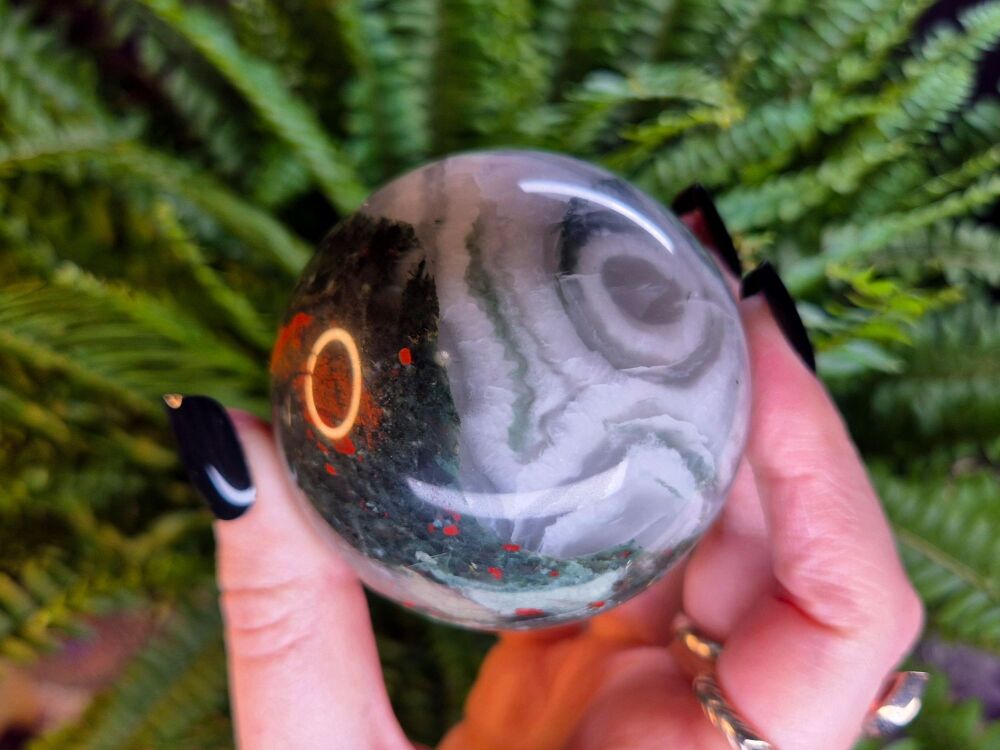 African Bloodstone Sphere (3) - Wellness and Psychic Protection