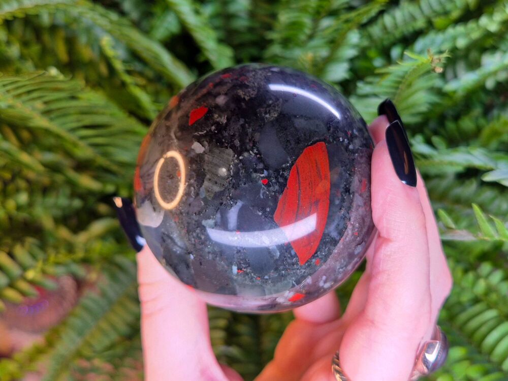 African Bloodstone Sphere (4) - Wellness and Psychic Protection