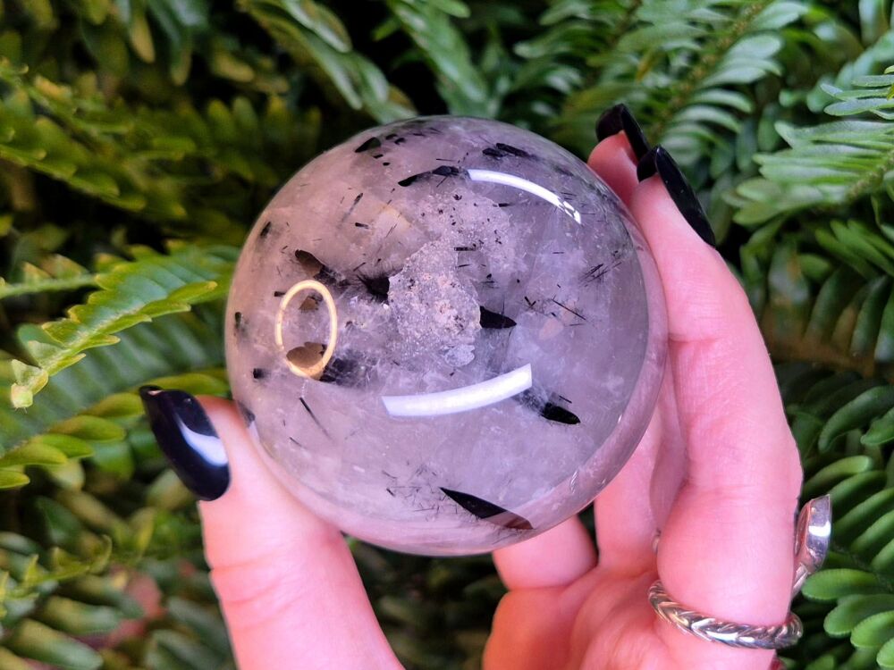 Tourmalated (Rutilated) Quartz Sphere - Wisdom and Connection (1)