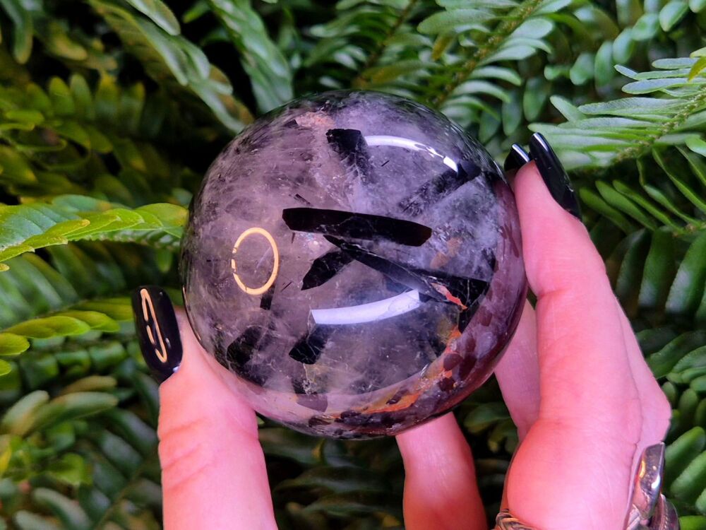 Tourmalated (Rutilated) Quartz Sphere - Wisdom and Connection (2)