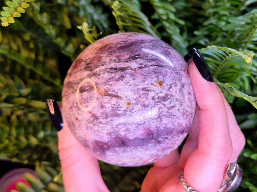 Plum Tourmaline Sphere (2) – Heart Healer and Crystal of Compassion