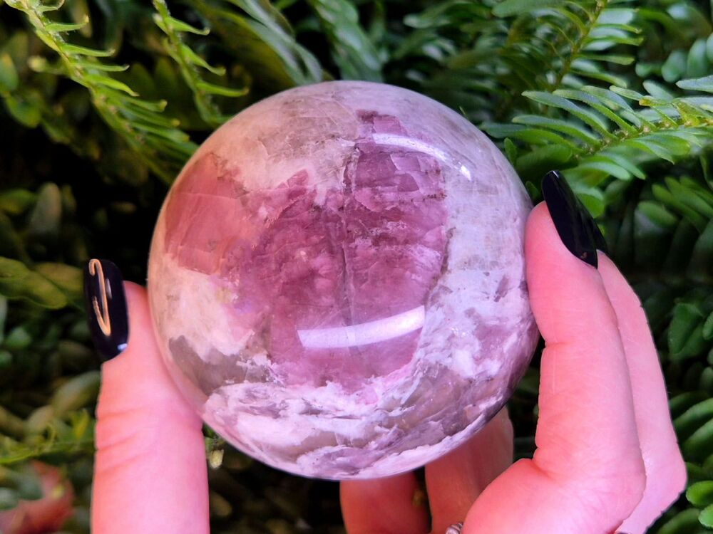 Plum Tourmaline Sphere (3) – Heart Healer and Crystal of Compassion