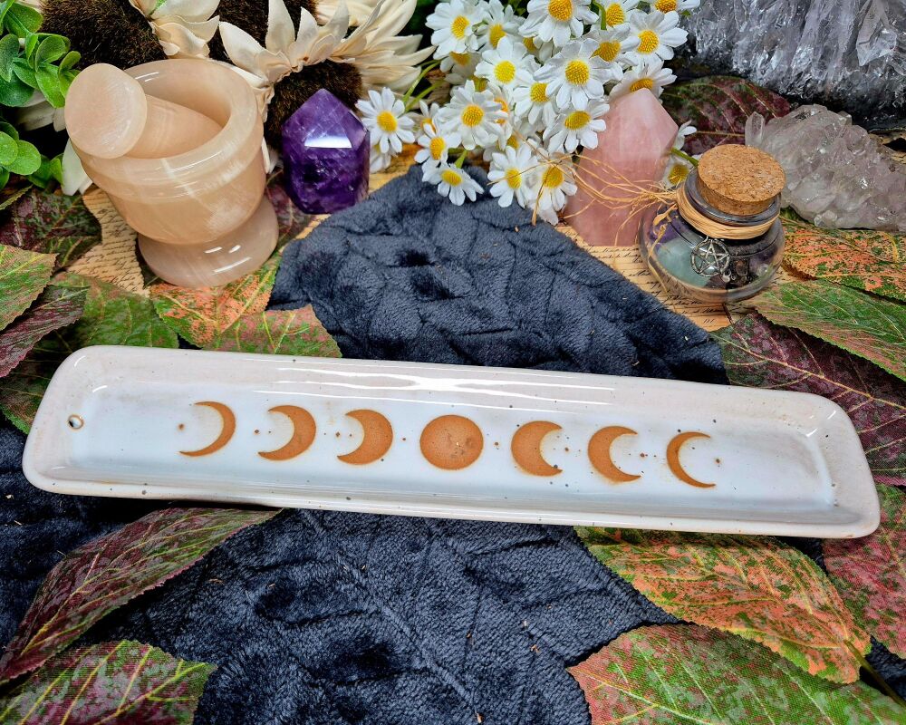 Moon Phase Ceramic Incense Holder
