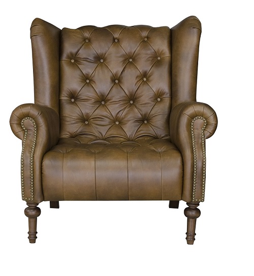 Teo Button Back Chair Upholstered in Leather