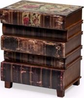 Antiqued Book Side Cabinet 