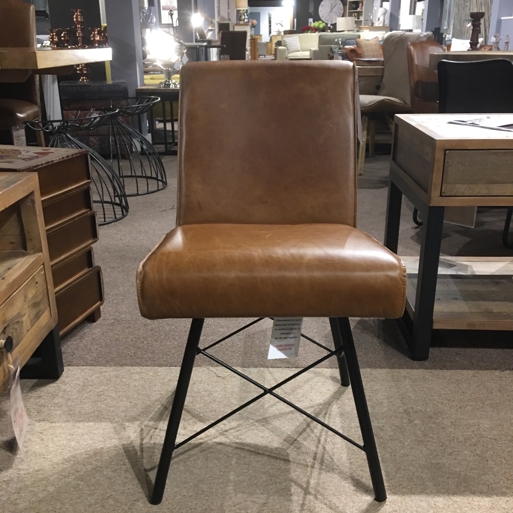 Barton Tan Leather Dining Chair. This one only.