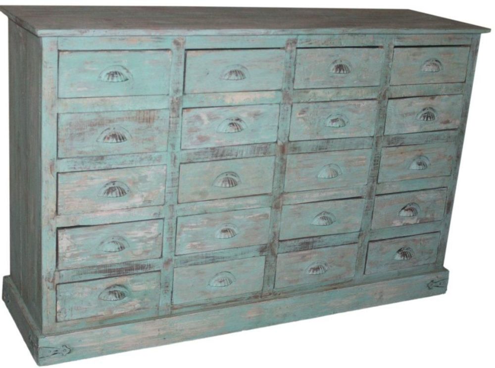 20 Drawer Chest Antique Green