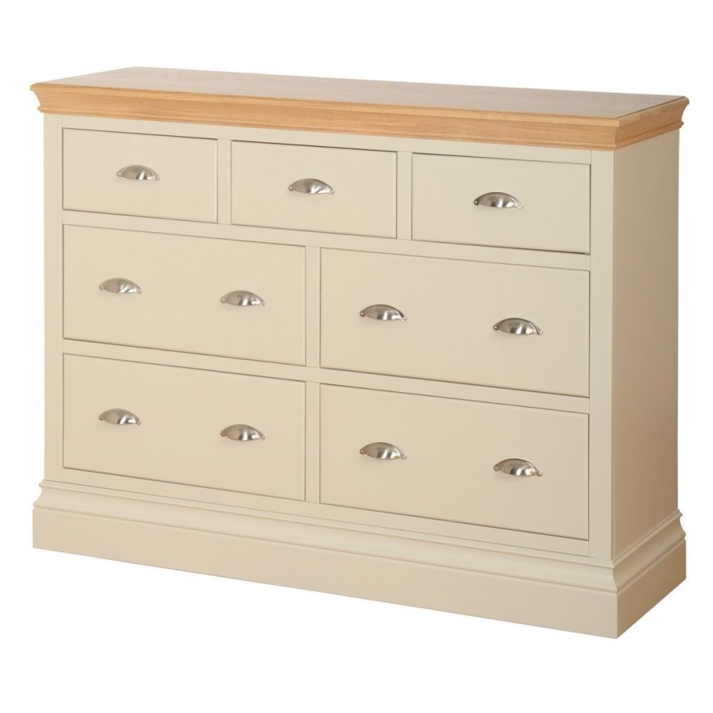 Amelia Chest 3 over 4 Jumper Drawers Ivory & Oak