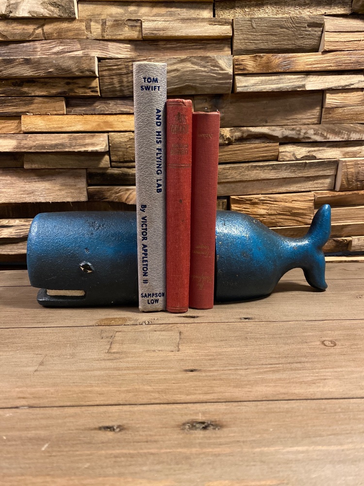 Cast Iron Antiqued Whale Bookends