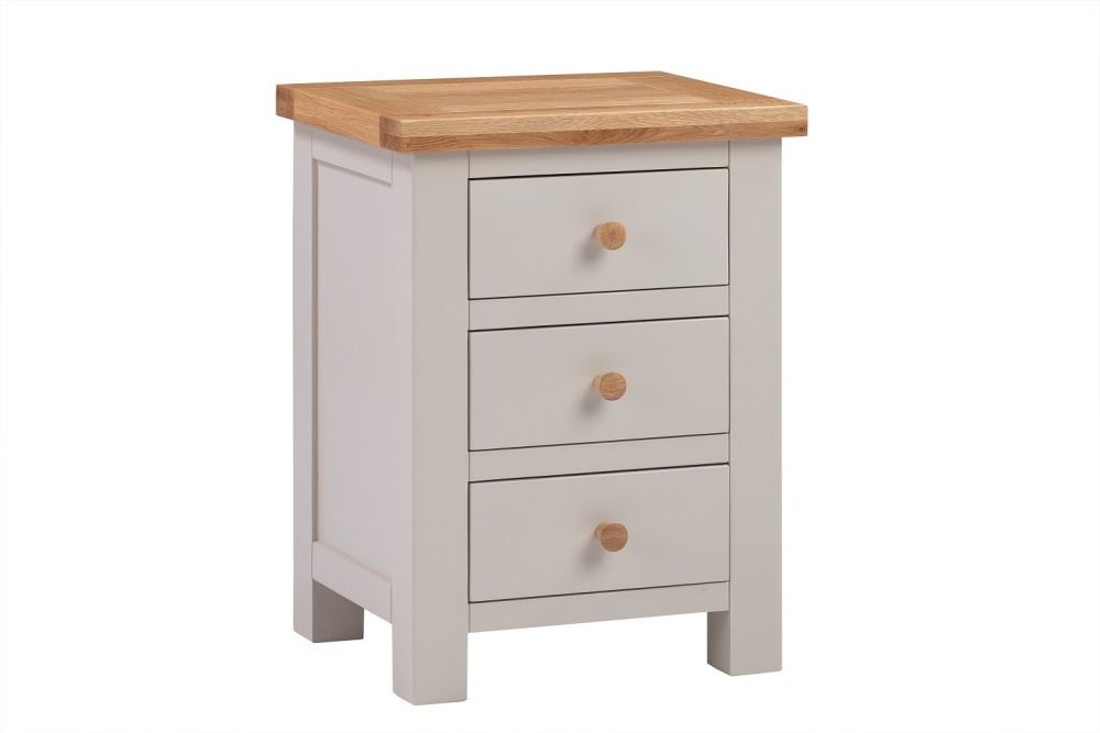New Amber Bedside 3 Drawer Putty H600 x W450 x D380