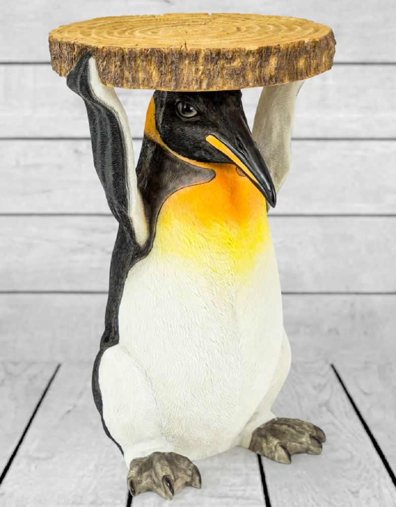 Penguin Holding Trunk Slice Side Table Dimensions W35.5 x H52 x D32.5