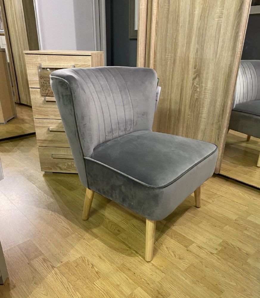 Cromarty Chair In Grey Velvet 