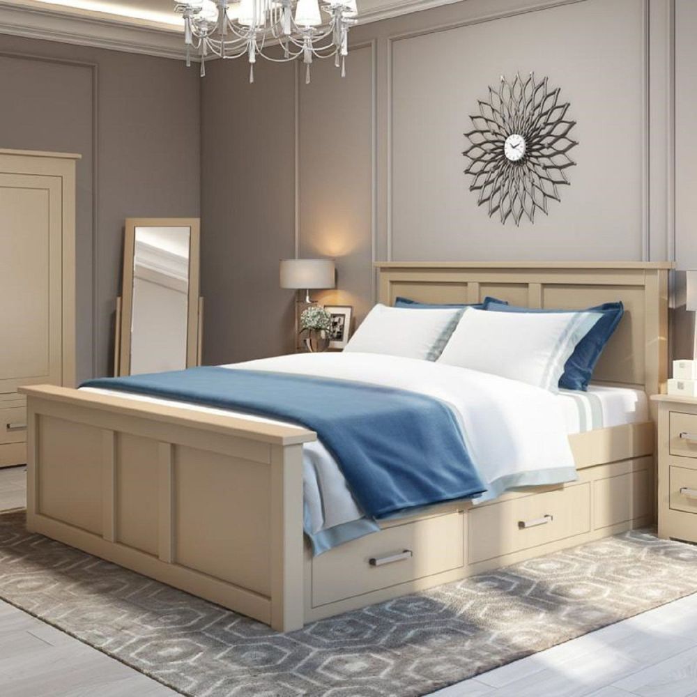 Millie Bed Double Size High Foot End with 2 Underbed Drawers H116.9 W150.4