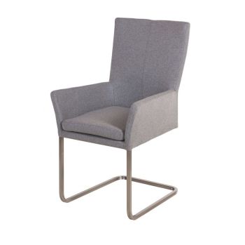 Ayrton Dining Chair Carver Cantilever Grey Fabric