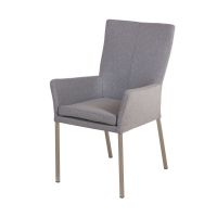 Ayrton Dining Chair Carver Steel Leg Grey Fabric