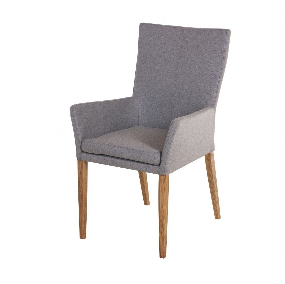 Ayrton Dining Chair Wood Leg Carver Grey Fabric   