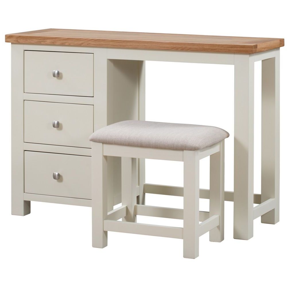New Amber Oak & Ivory Dressing Table and Stool  