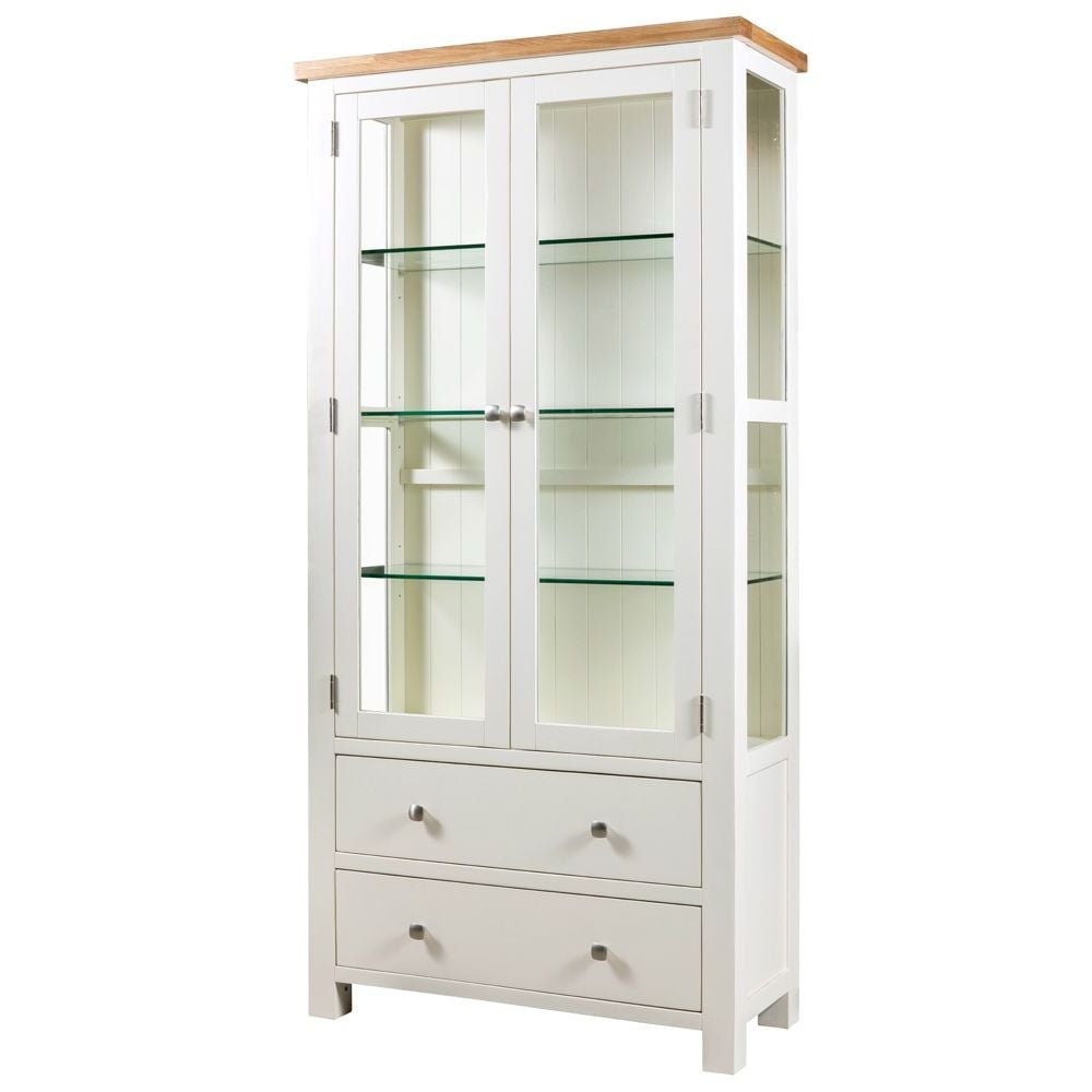 New Amber Oak and Ivory Display Cabinet Glazed  