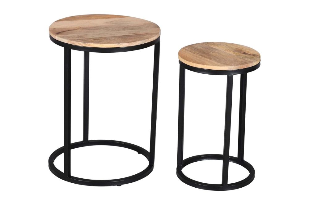 Enfield Mango Wood Nest of 2 Tables Round