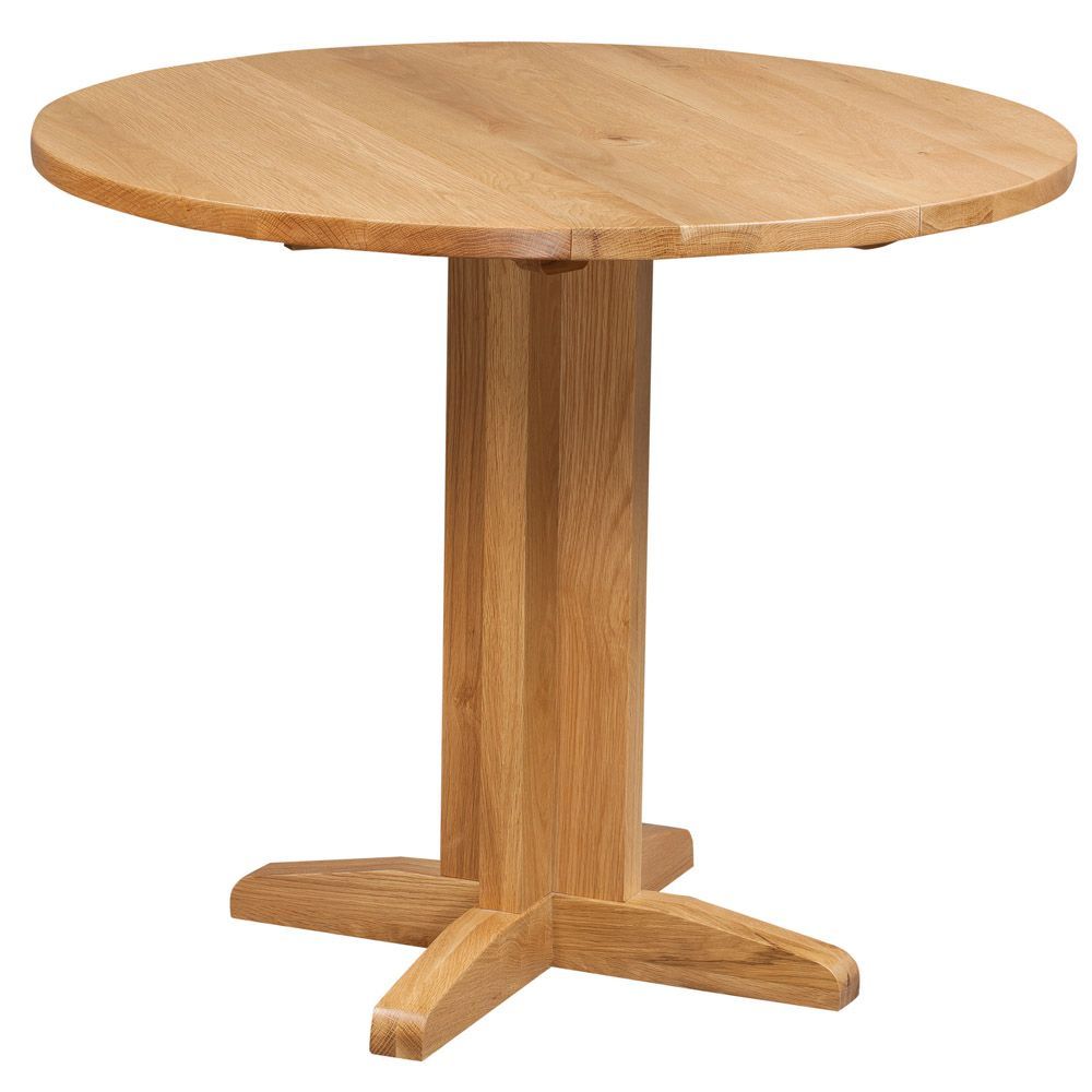 New Amber Oak Dining Table Drop Leaf Round