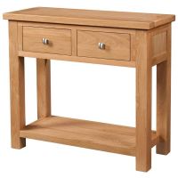 New Amber Oak Table 2 Drawer Console