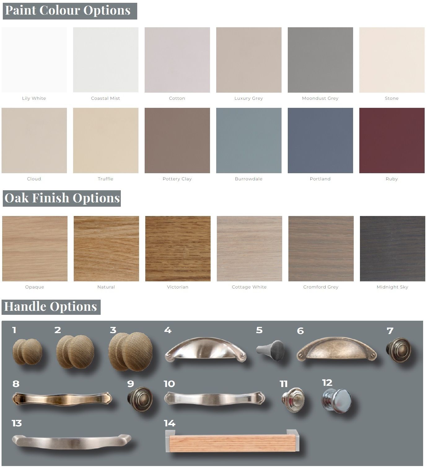 Millie Paint &amp; Oak &amp; Handle Options