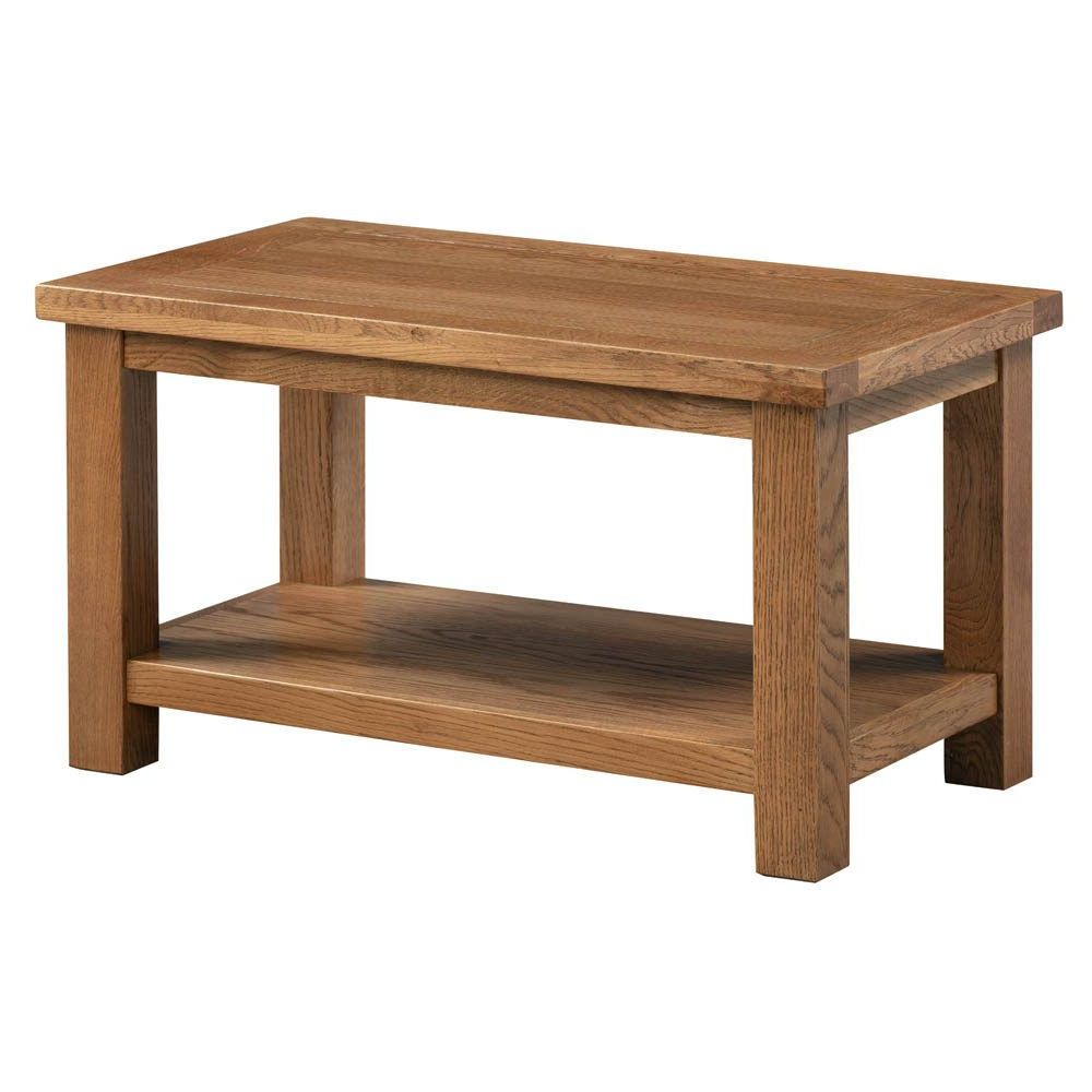 New Amber Oak Coffee Table Small with Shelf