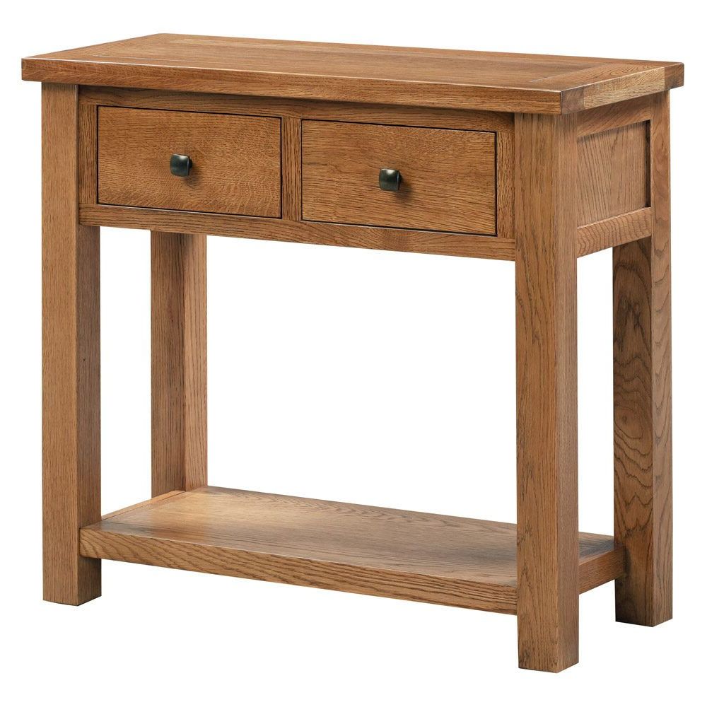 New Amber Oak Table 2 Drawer Console