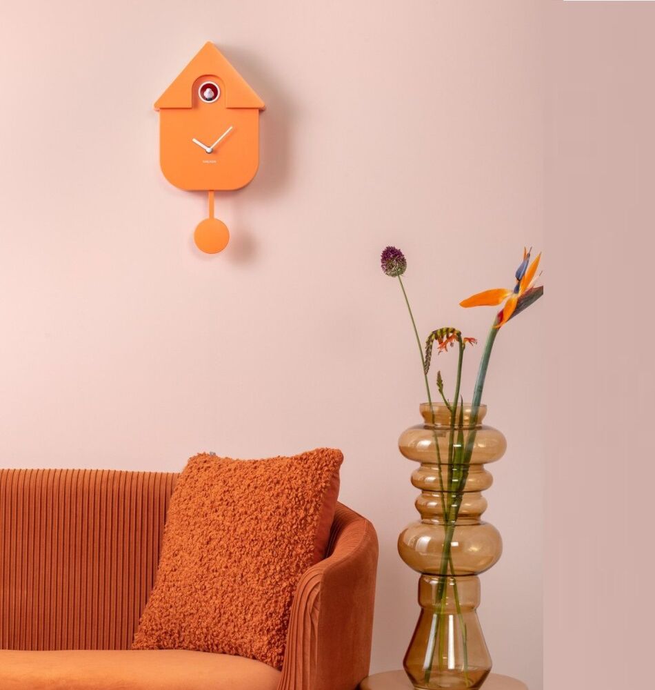 Modern Cuckoo Wall Clock In Orange