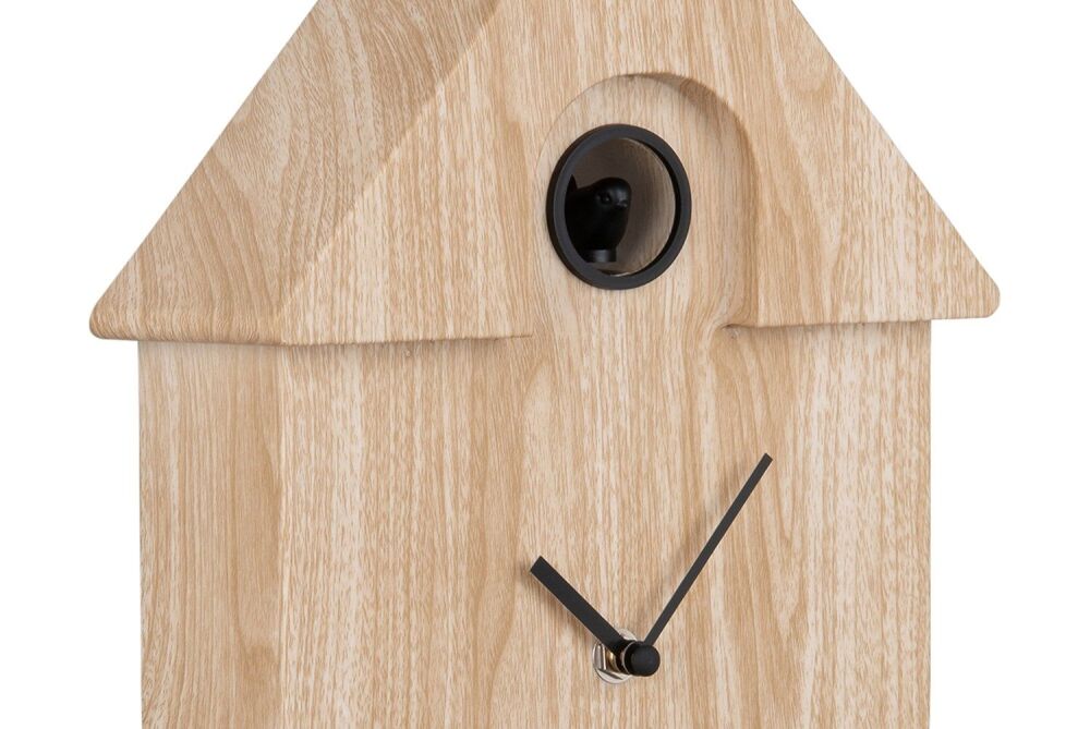 Modern Cuckoo Wall Clock In Light Wood Effect