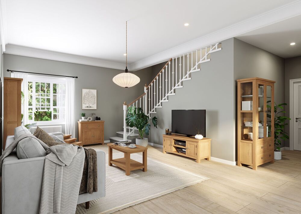 New Amber Oak TV Unit Corner