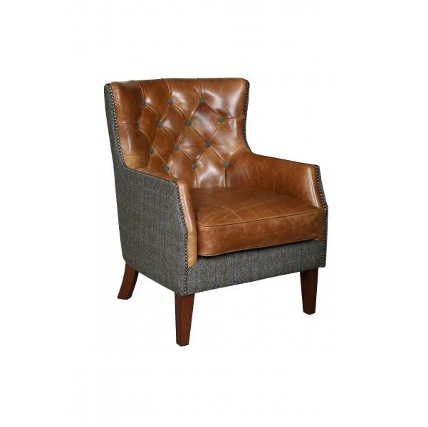 Stanley Harris Tweed & Leather Accent Chair