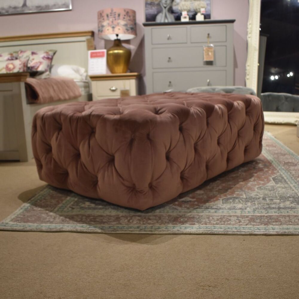 Clearance: Alexander & James Large Button Footstool