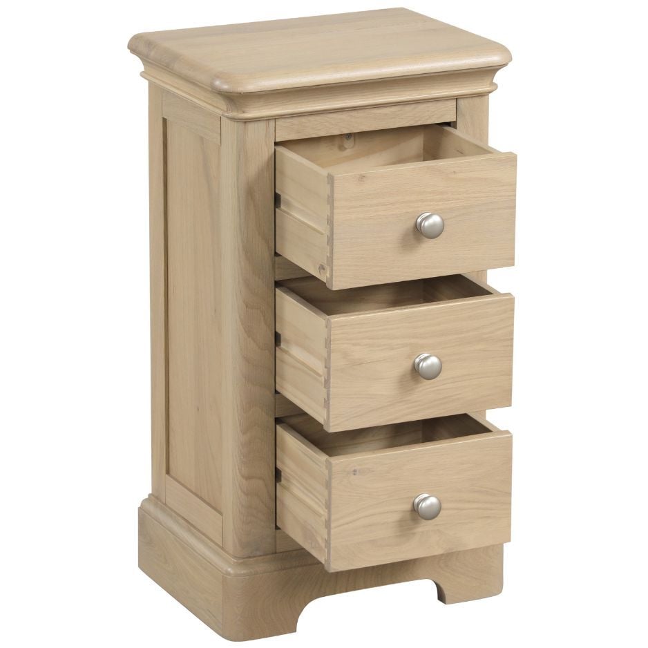 Heidi Oak Bedside 3 Drawer Compact