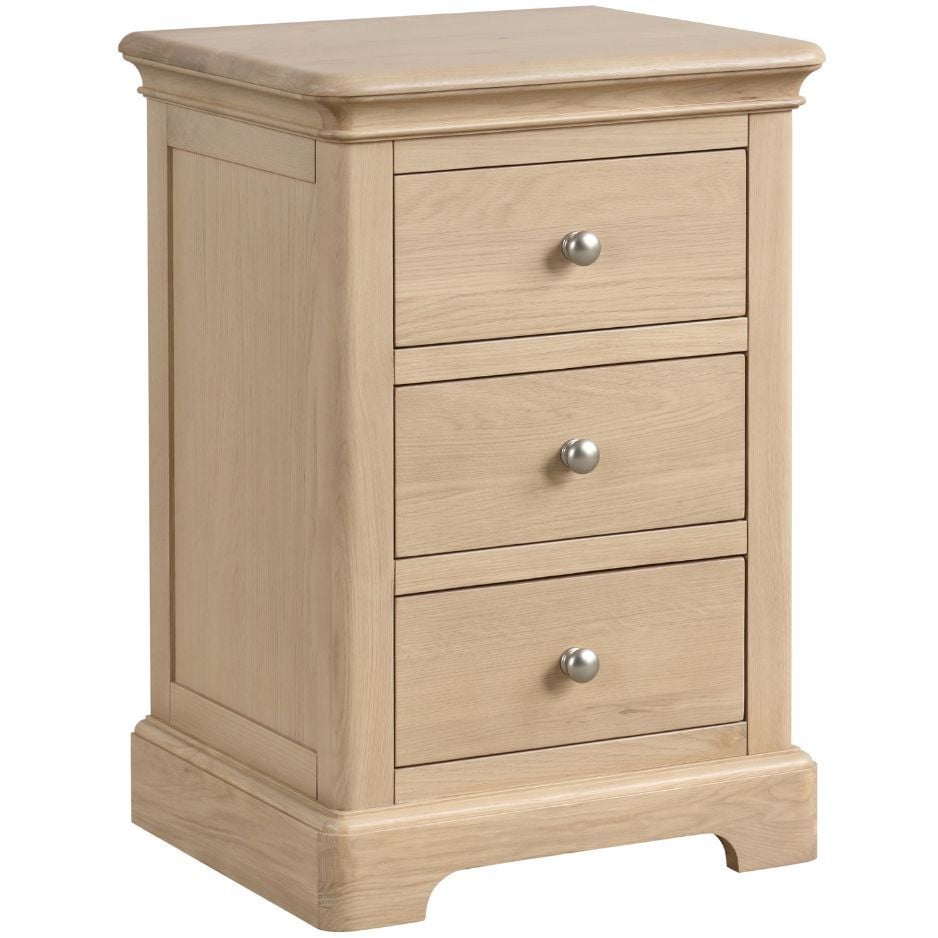 Heidi Oak 3 Drawer Bedside