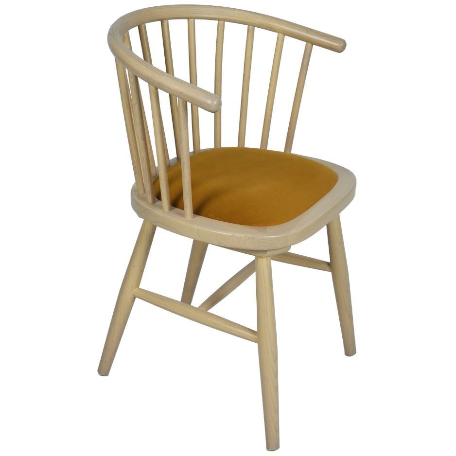 Nordic Upholstered Dining Carver Chair - Mustard Pad